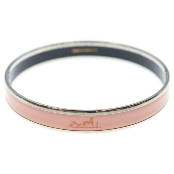 Hermes Emile PM Bangle Bracelet Pinkblacksilver GP